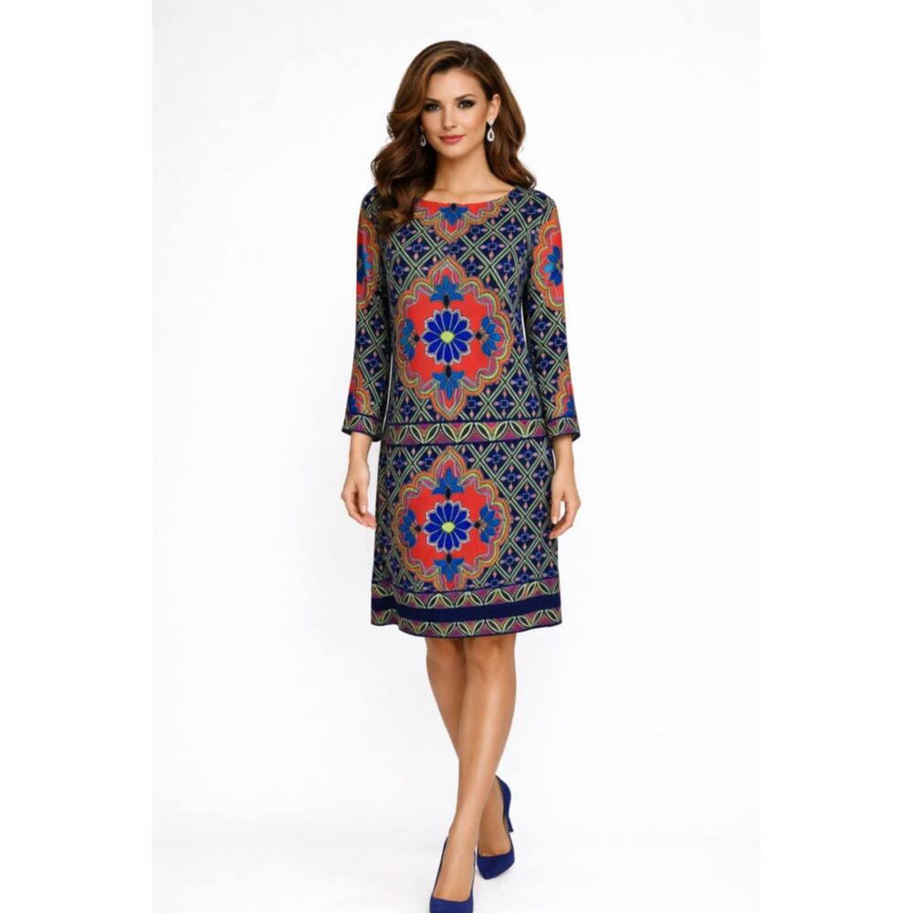 Shift DRESS Laundry by Shelli Segal Long Sleeve Women's WOMAN'S Small